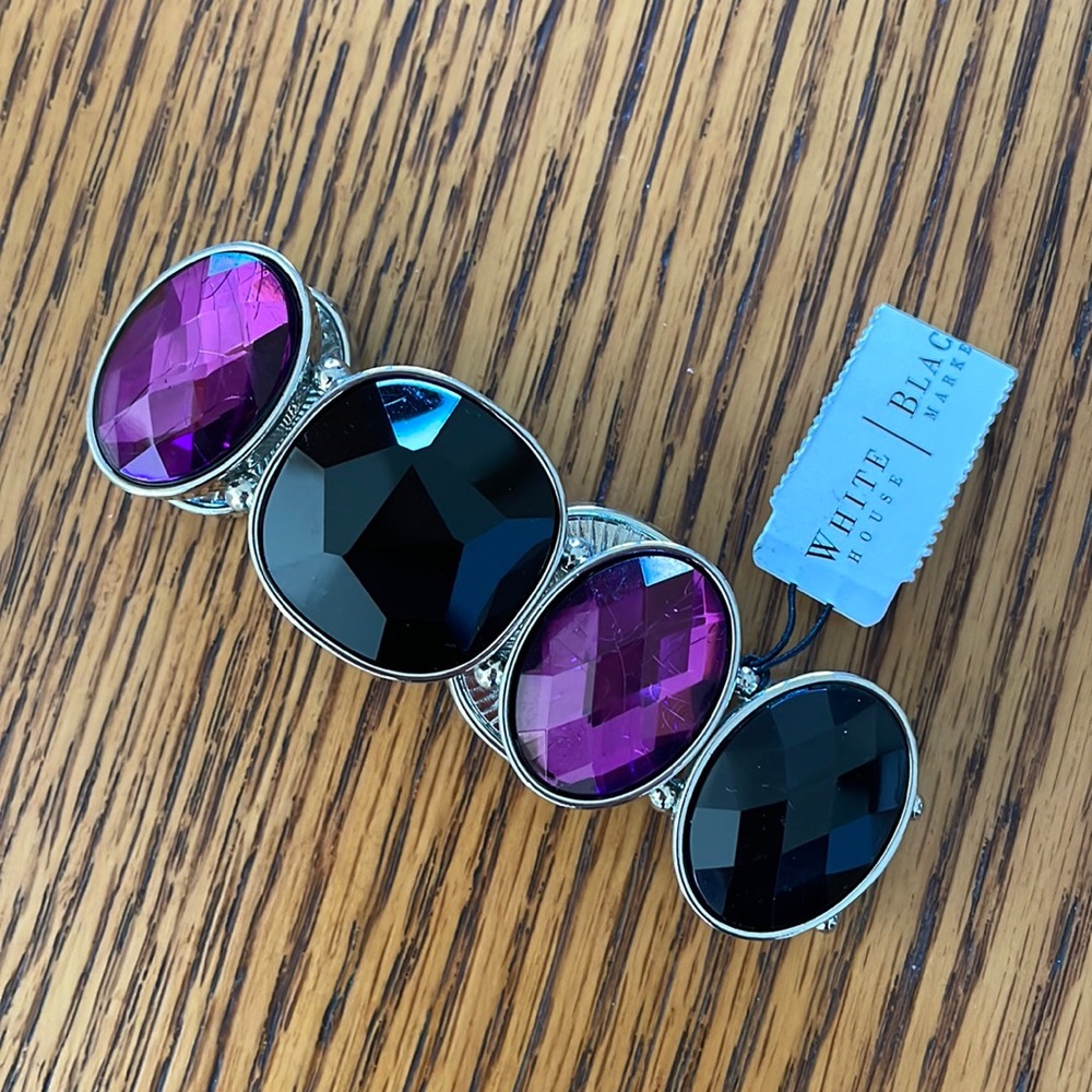 White House Black Market Jewel Stretch Bracelet - Purple & Black